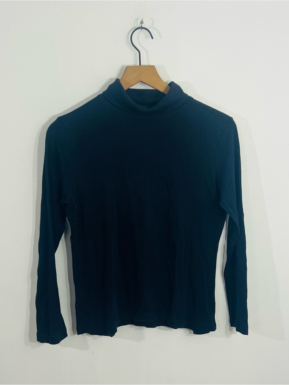 L.L. Bean Deep Dark Navy Blue Pullover Turtleneck Size XS Classic Piece Cotton